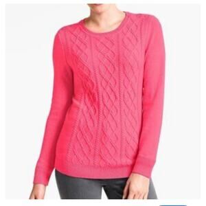 Talbots Pink Cable Knit Sweater Size Medium